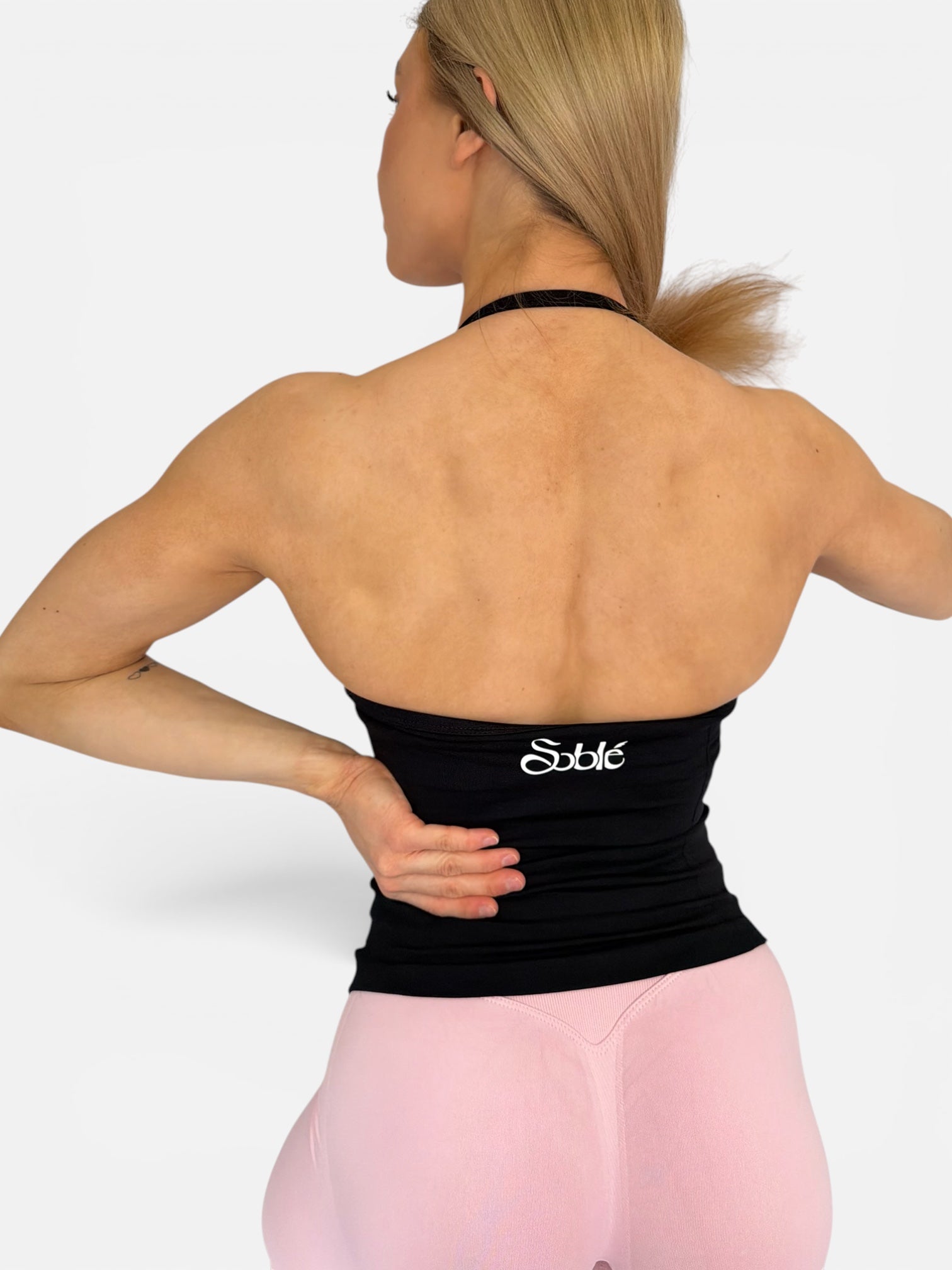 Origin V scrunch halterneck top