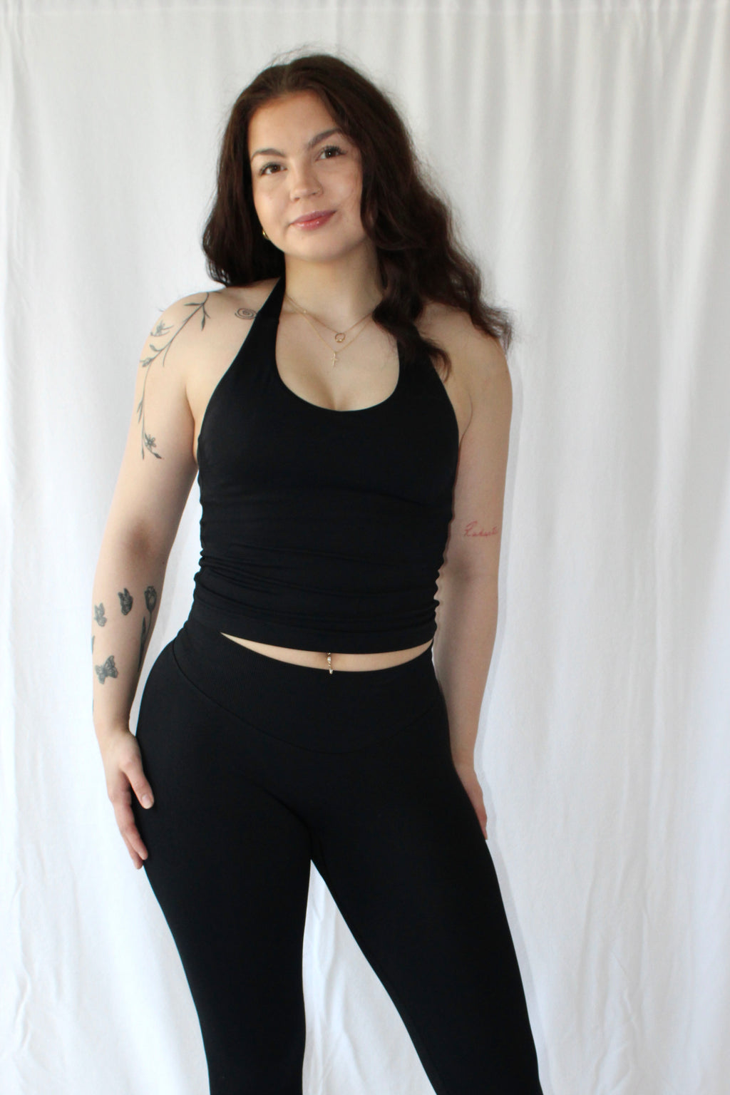 Origin V halterneck seamless top