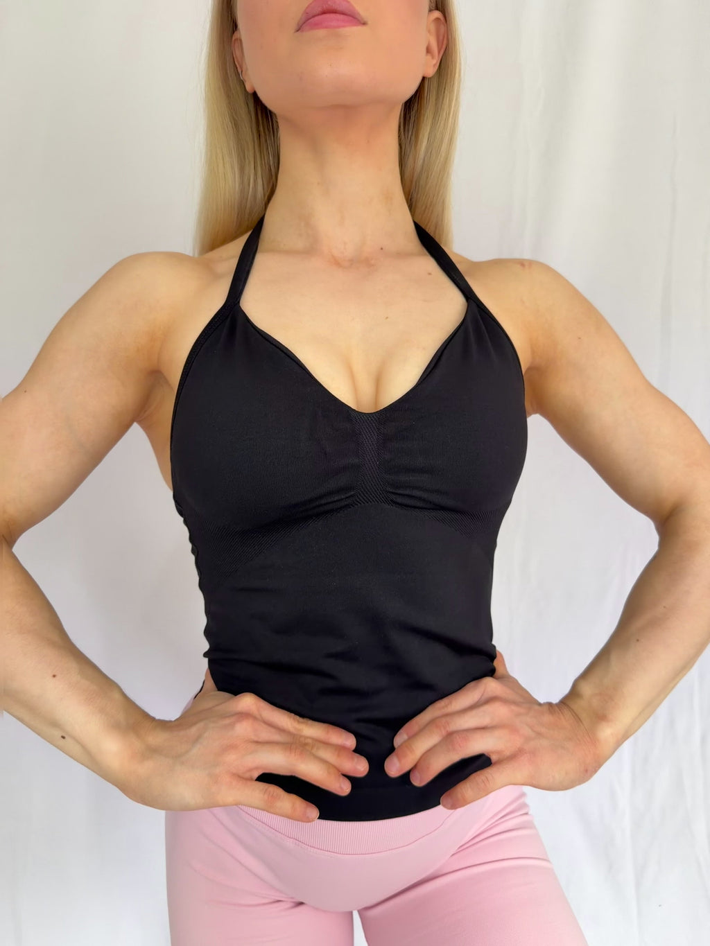 Origin V scrunch halterneck top